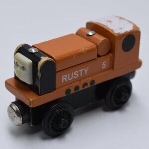 Rusty Engine - 1994 - White Roof - Thomas & Friends Wooden Railway Train Tank
